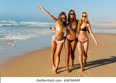 Three girls nude beach