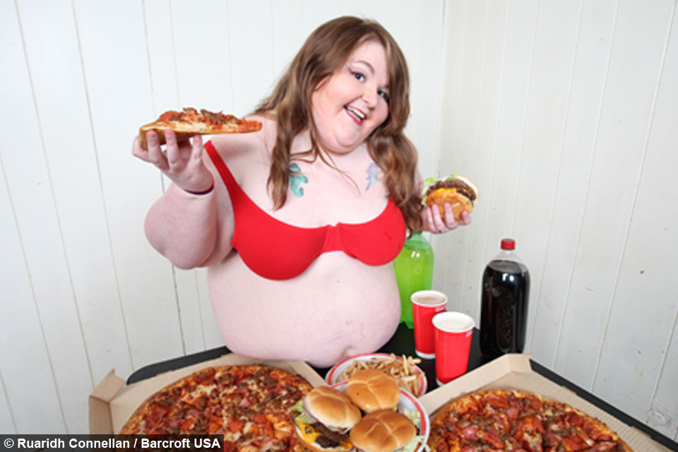 Food eating fat girl