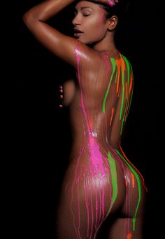 Naked afro body painting