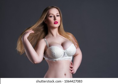 Natural blonde curvy woman