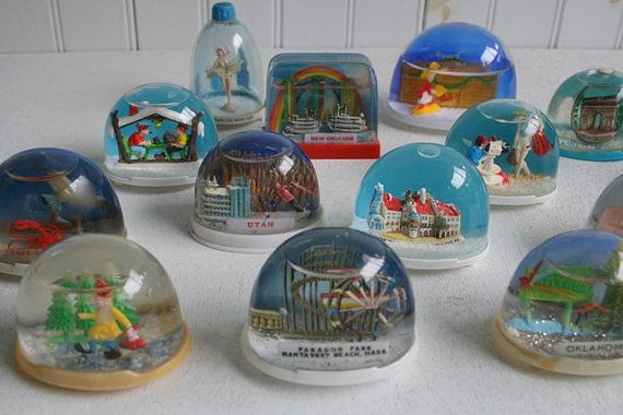 Vintage snow globes plastic