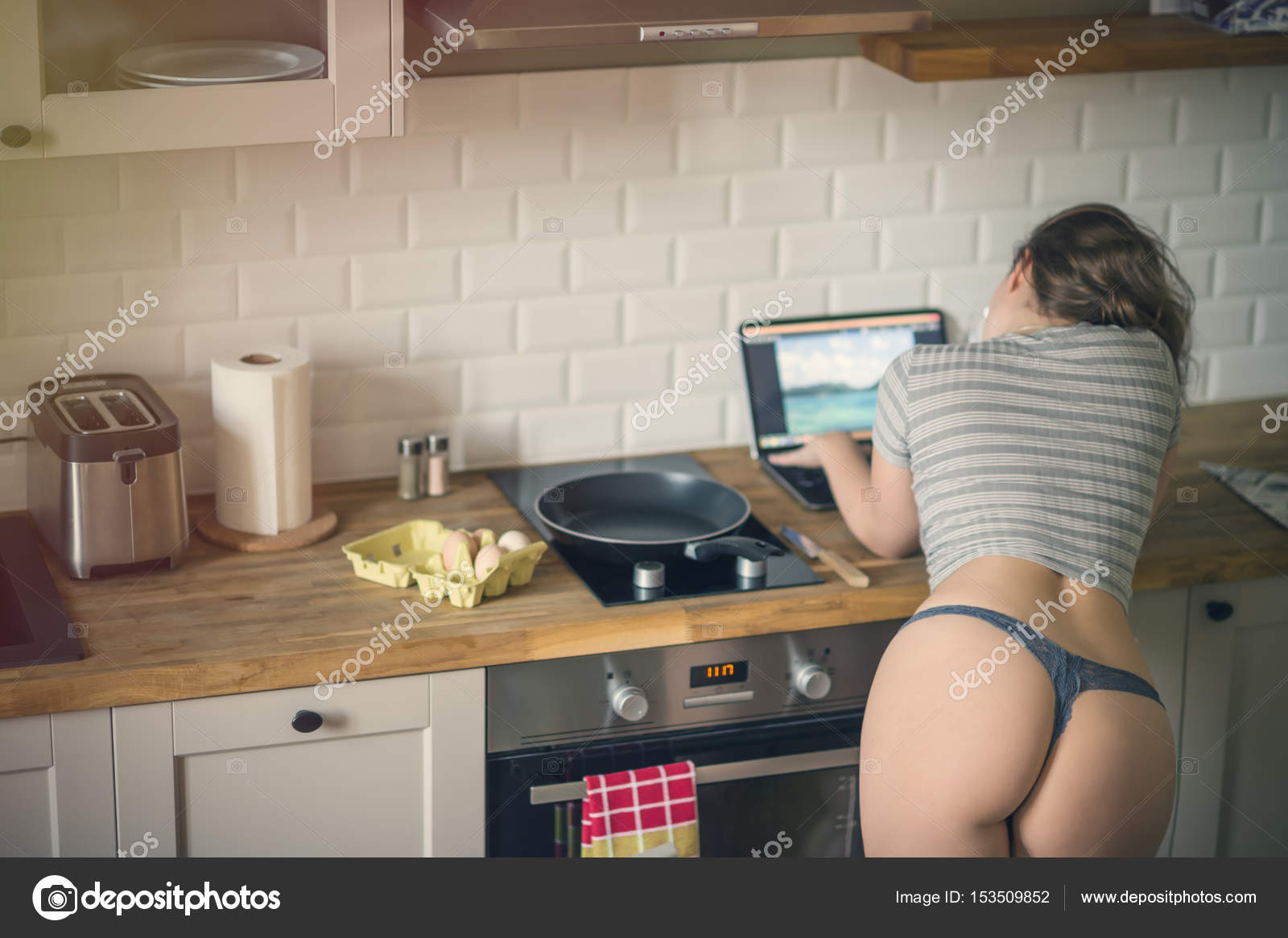 Girls cooking in their panties