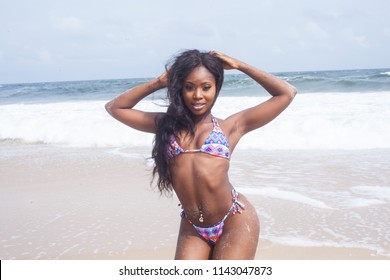 Nude african teen ebony at the beach