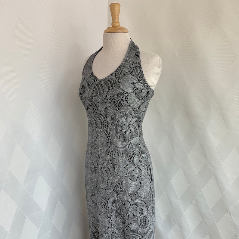 Vintage metallic lace halter dress
