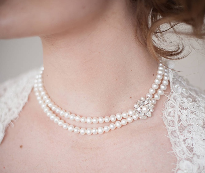 Pearl necklace cum on body