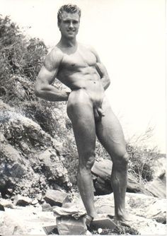 Vintage men beach naked
