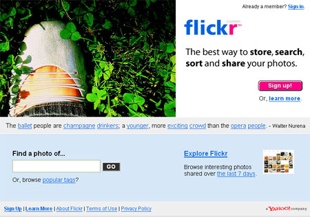 Flickr photo sharing site