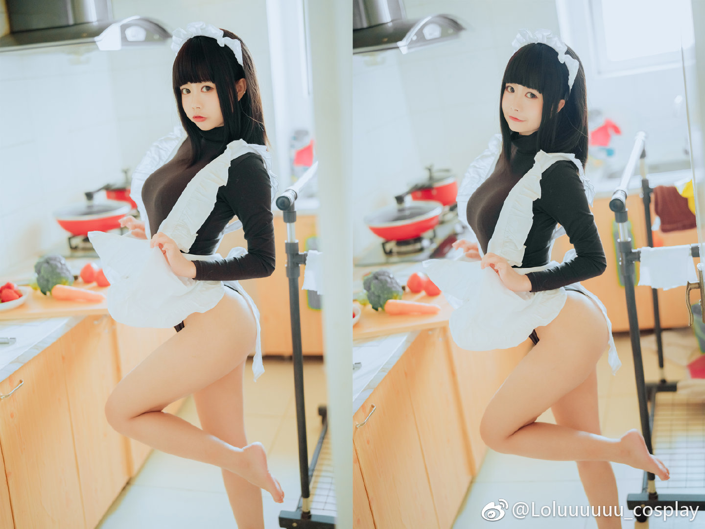 Asian teen idol cosplay maid