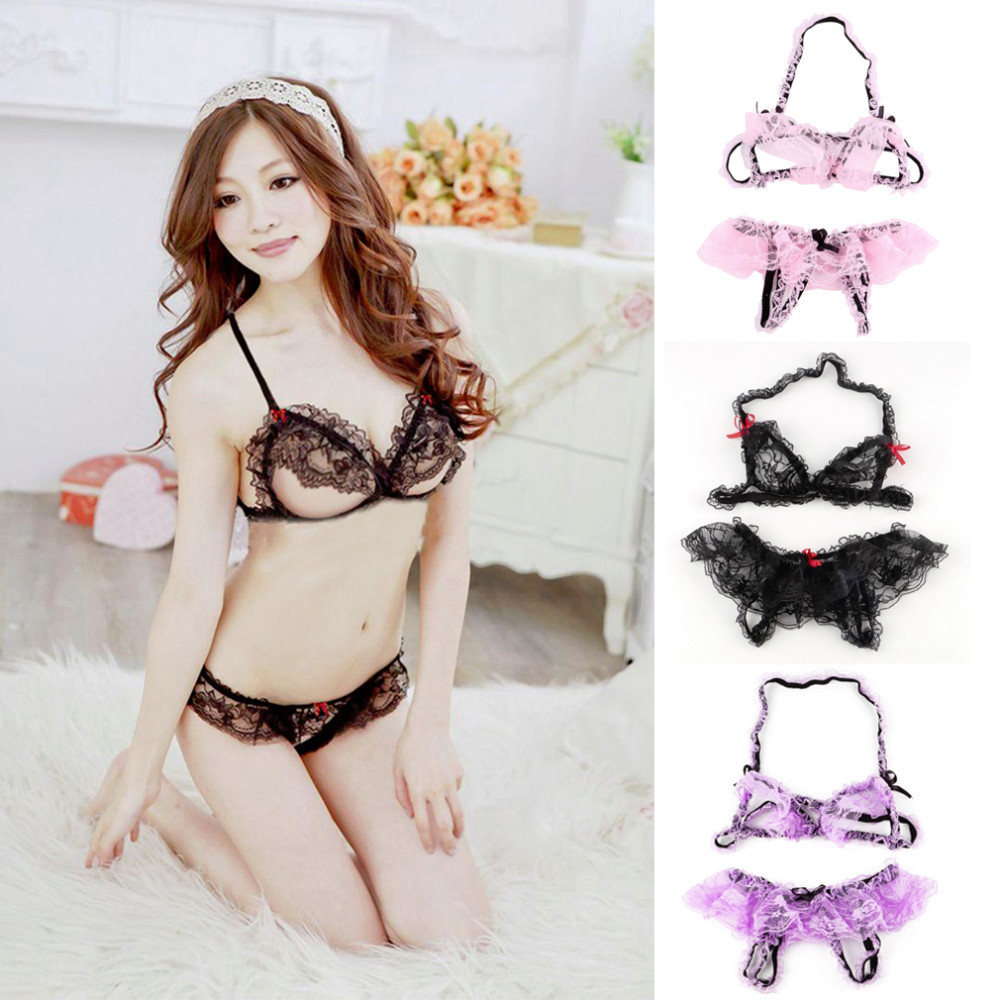 Sexy crotchless panties lingerie set