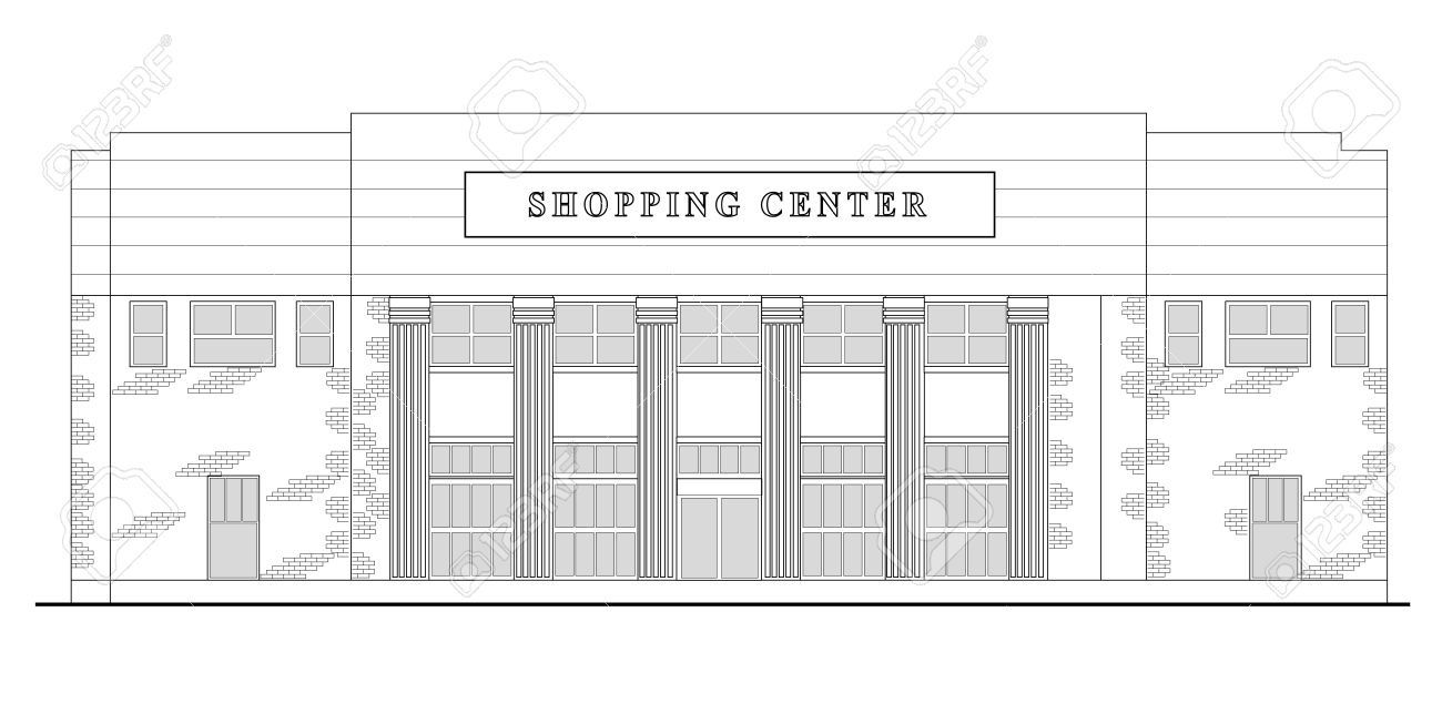 Architectural drawings of strip malls