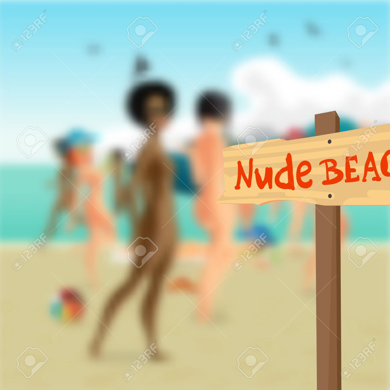 Women nude groups sunbathing