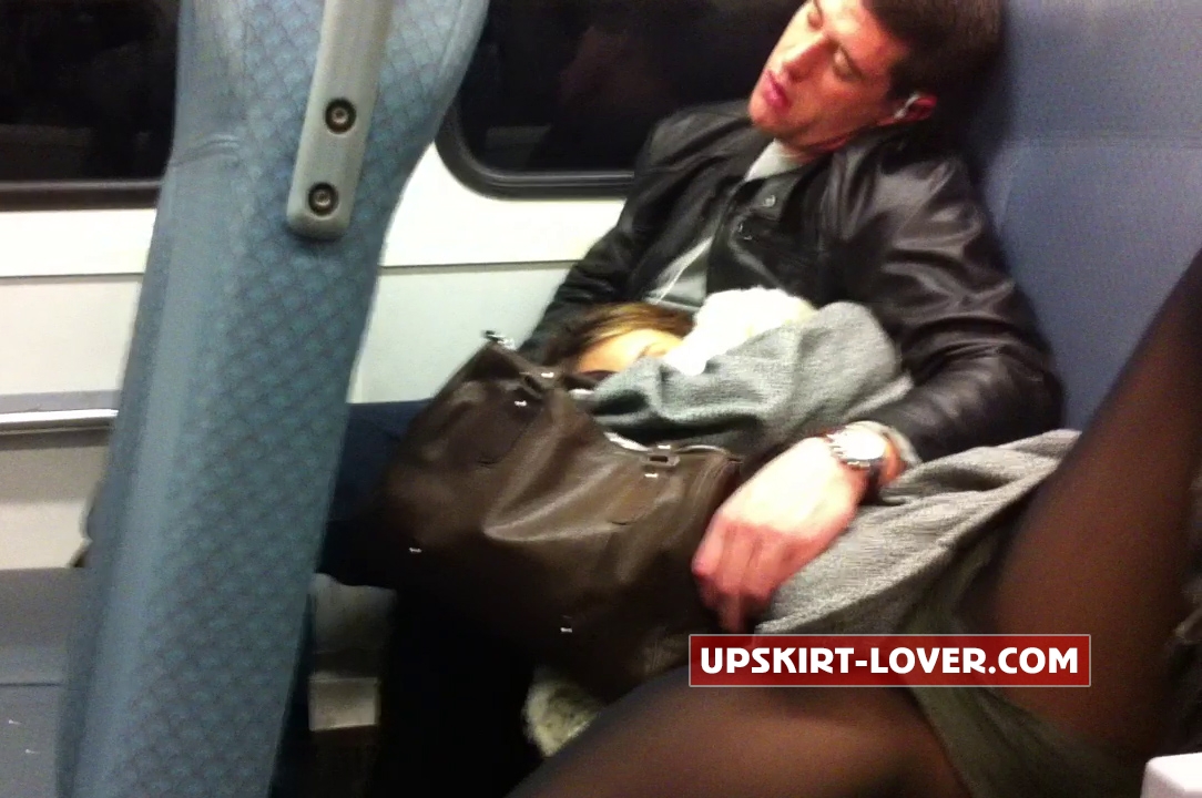 Sleeping upskirt on train