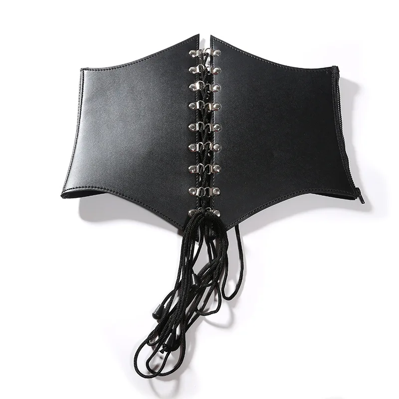 Hard leather corset bondage
