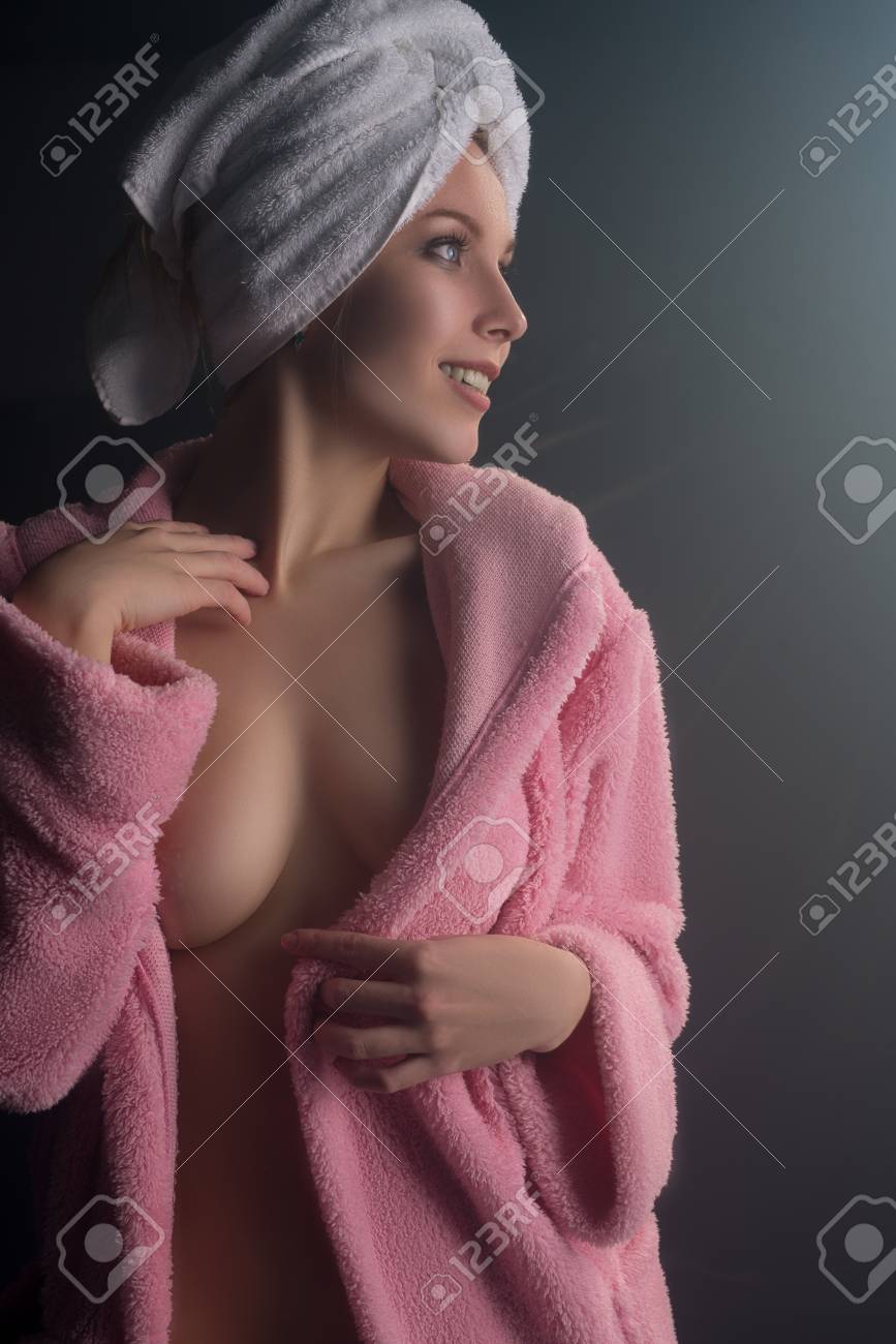 Nude girls bath robe