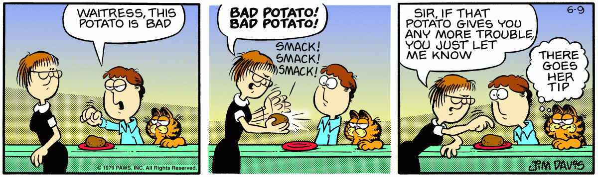 Waitress in garfield comic strip