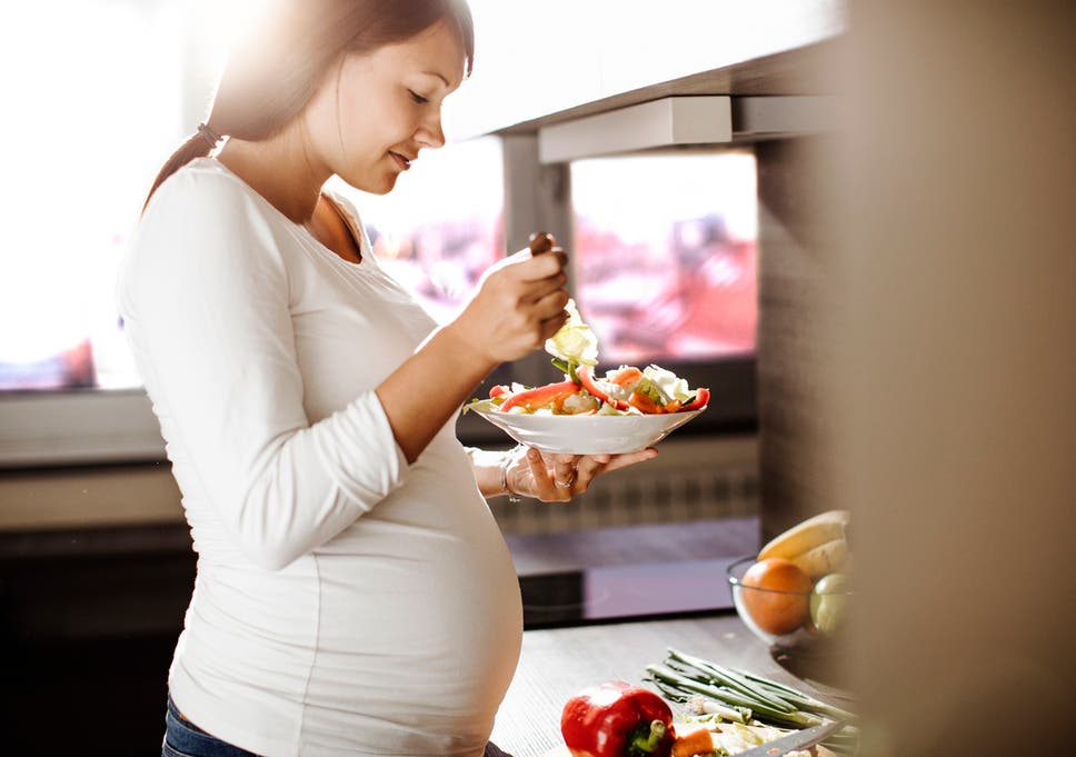 Pregnant woman eating cum