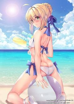 Horny anime girls beach