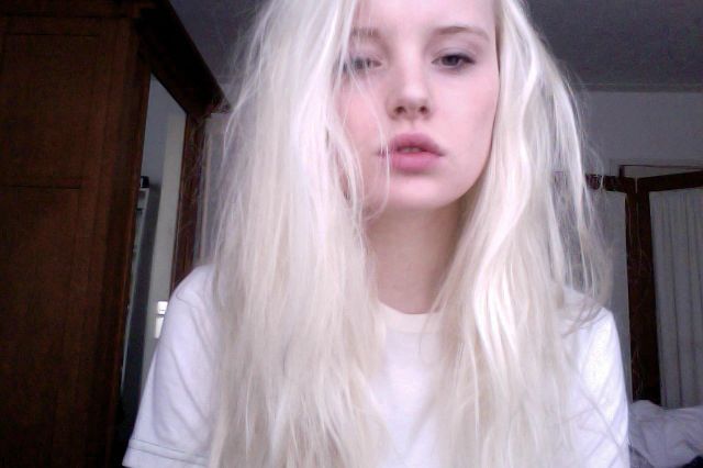 Pale white blonde girl