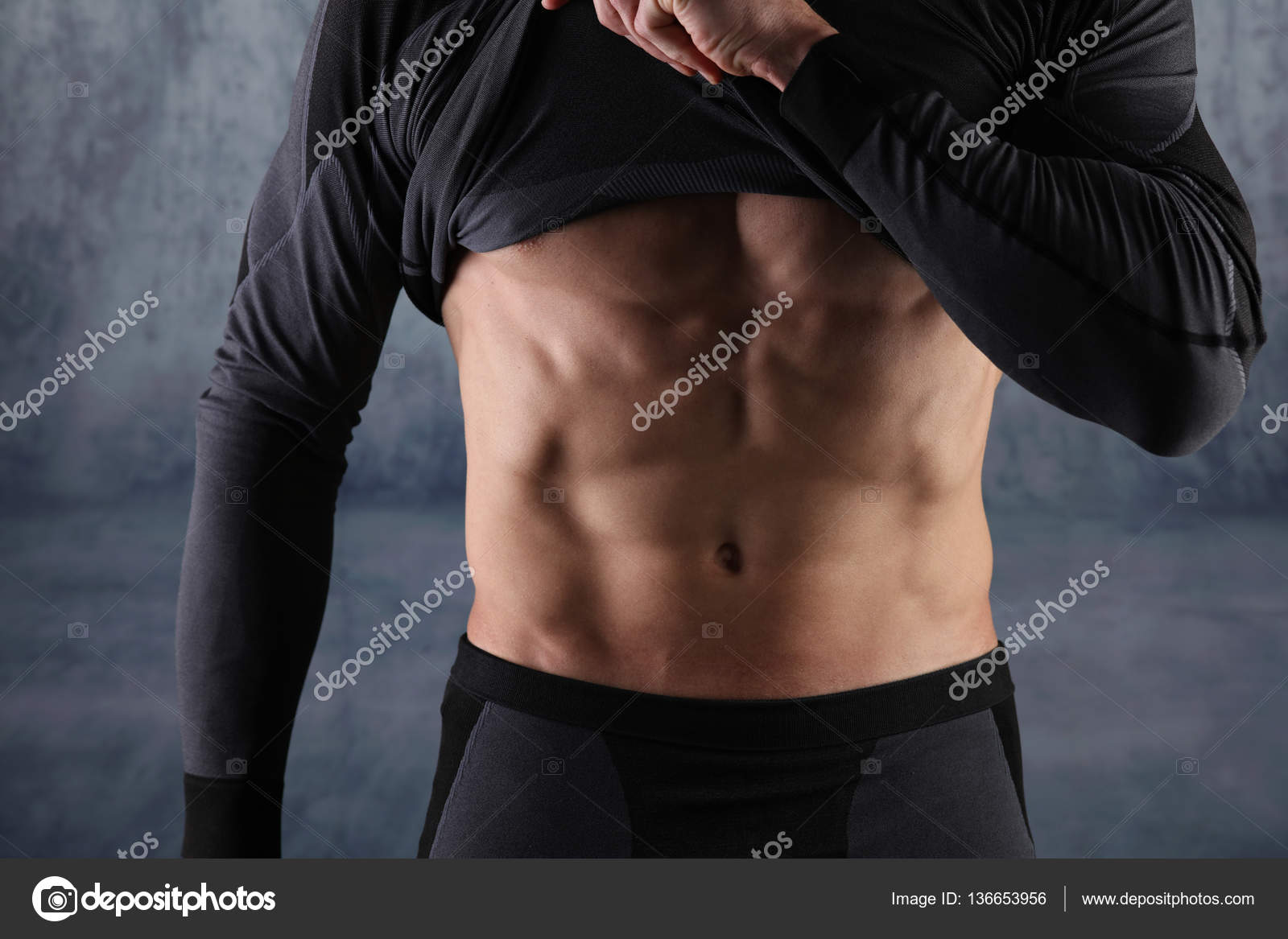 Six pack abs men with chest hair