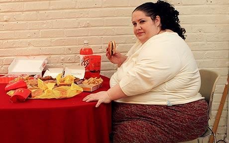 Food eating fat girl