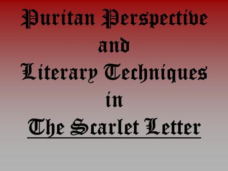 Literary analysis of the scarlet letter